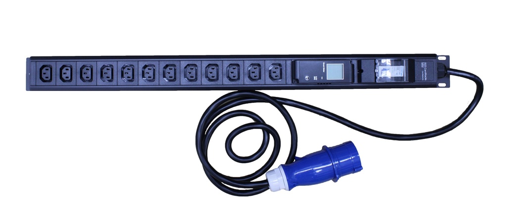 CentRacks 12 Gang 10A PDU with 32A DP MCB c/w AMP&VOLT Meter