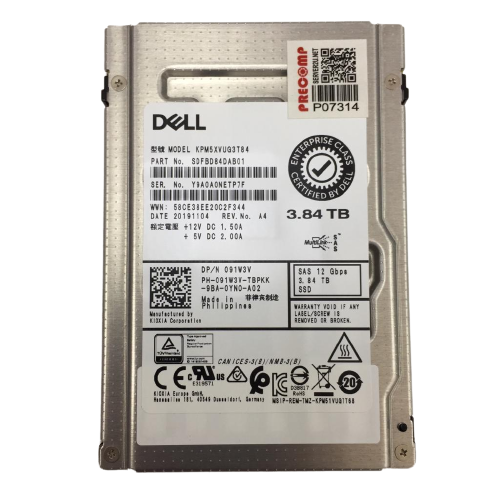 Dell 3.84TB SAS 2.5" 12Gbps MU Solid State Drive