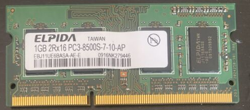 ELPIDA 1GB DDR3 RAM 2Rx16 SODIMM PC3-8500S Notebook Memory