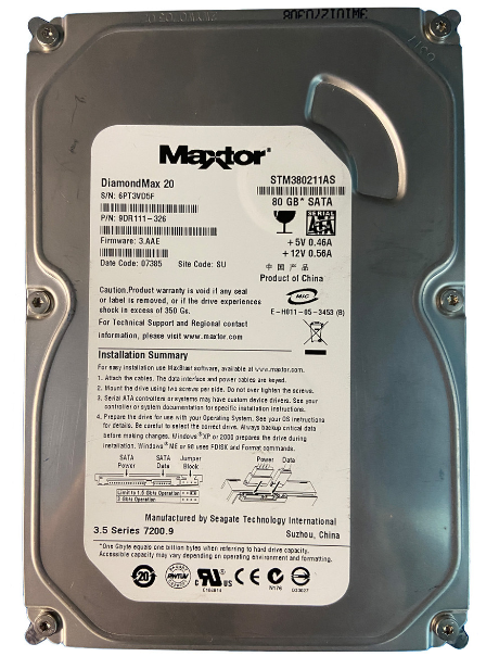 Maxtor 80GB SATA II 7200 RPM hard drive