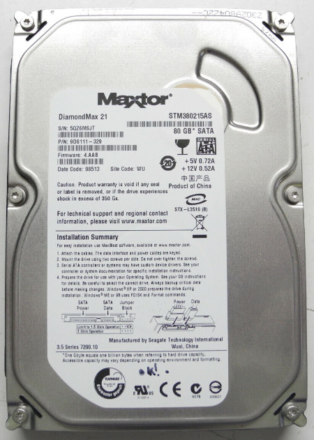 Maxtor Diamond Max 21 Series 3.5" 80GB SATA 3.0Gb/s 7.2K