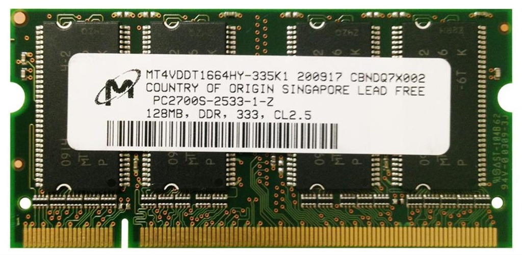 Micron 128MB PC2-700S DDR SDRAM 200MHz 200-SODIMM Laptop Memory