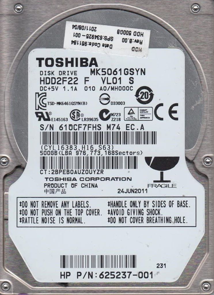 Toshiba 500 GB SATA 2.5″ Donor Hard Drive