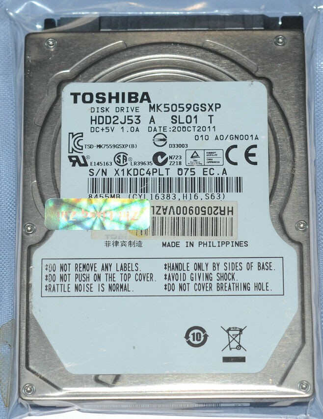 Toshiba 500GB 5,400RPM 2.5-Inch SATA Hard Disk Drive