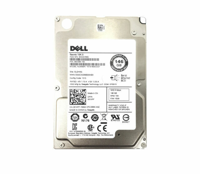 (HM407) Dell 146GB SAS 3 Gb/s 	2.5 inches 10000RPM Server Harddisk