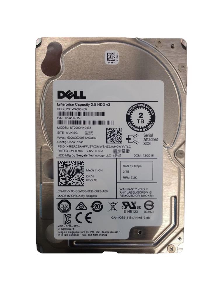 Dell 2TB 7.2k SAS 12Gbps 2.5inch (Refurbished)