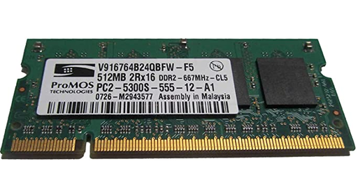 [V916764B24QBFW-F5] ProMos 512MB 2Rx16 PC2-5300s 667MHz DDR2 Laptop Memory