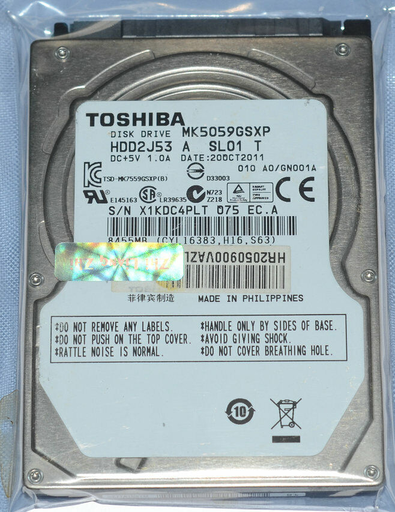[HDD2J53/ MK5059GSXP] Toshiba 500GB 5,400RPM 2.5-Inch SATA Hard Disk Drive