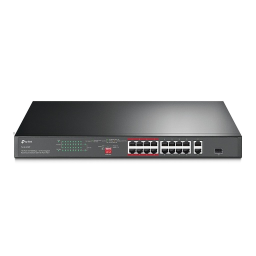 [TL-SL1218P] TP-Link 16-Port 10/100 Mbps + 2-Port Gigabit Rackmount Switch with 16-Port PoE+