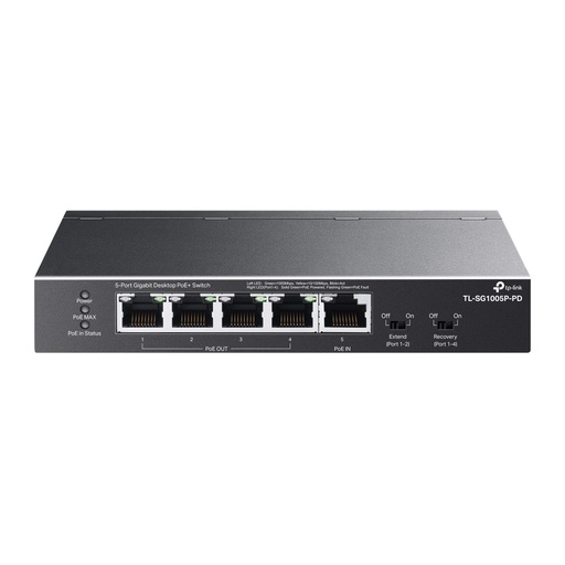 [TL-SG1005P-PD] TP-Link 5-Port Gigabit Desktop Switch with 1-Port PoE++ In and 4-Port PoE+ Out